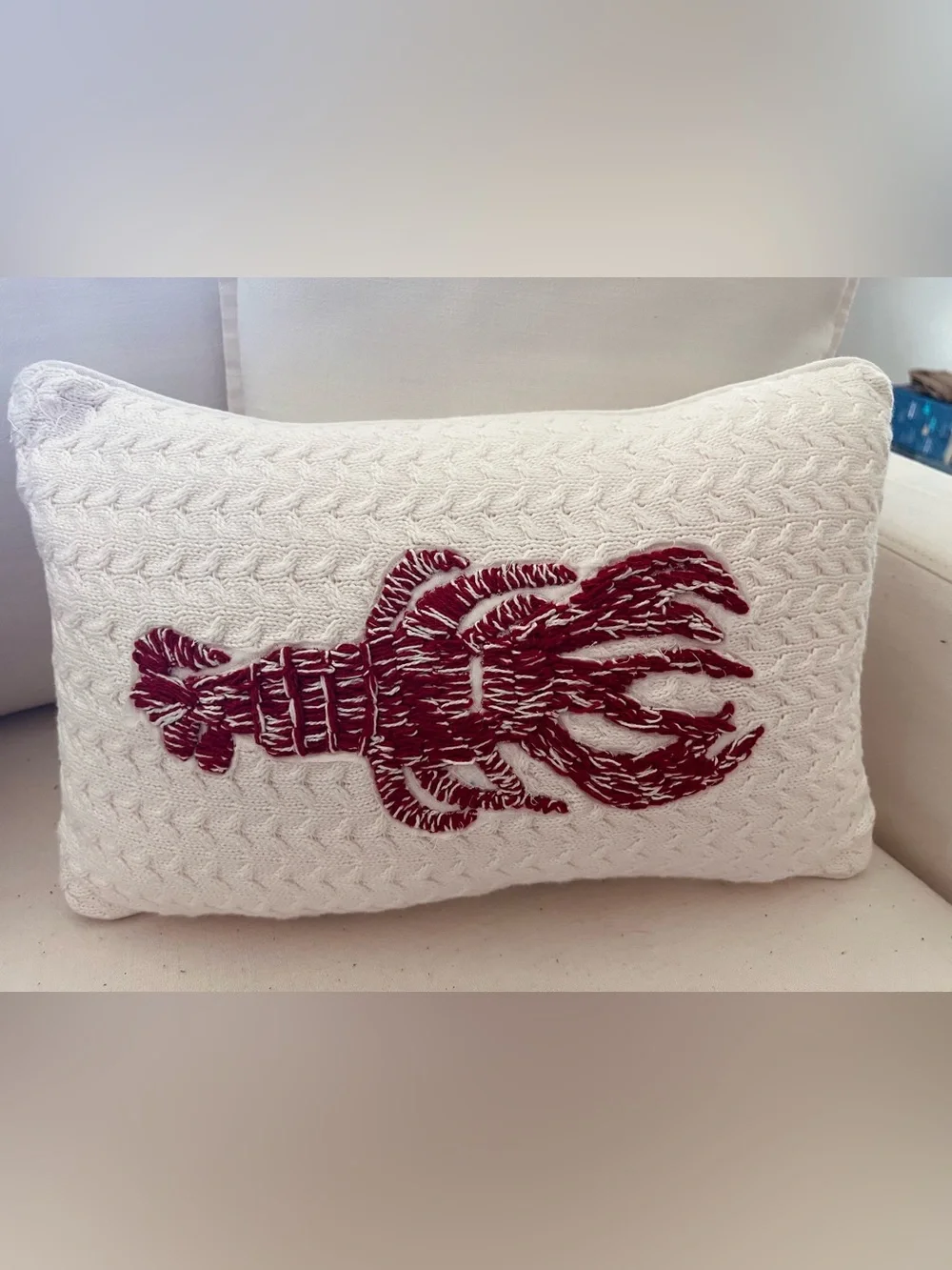 NEW Coastal Lobster Throw Pillow Nautical Nantucket Beach House Cottage Decor